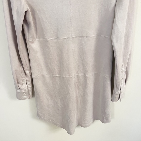 David Lerner Suede Button Front Long Sleeve Shirt Dress Size Small Off White - Picture 9 of 9